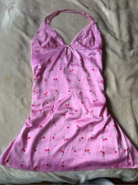 Pink Cherry Lace-Trim Chemise Nightgown langre